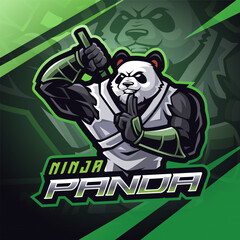 Ninja panda esport mascot logo design