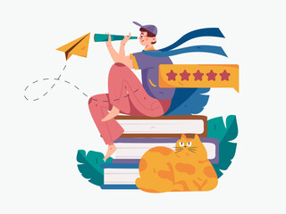 Education learning people flat vector concept hand drawn illustration
