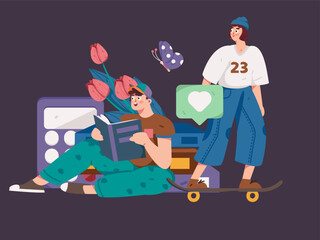 Education learning people flat vector concept hand drawn illustration
