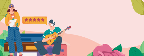 Education learning people flat vector concept hand drawn illustration
