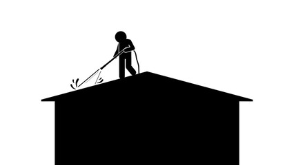illustration and icon stick figure,stickman,pictogram. House washing, Gutter cleaning, roof washing, concrete cleaning, deck washing