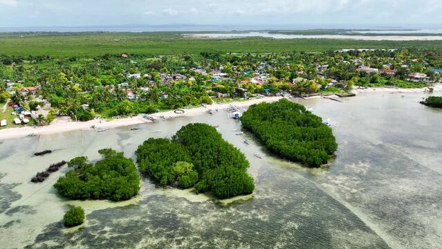 Aerial shot of the small Olango Island just off the coast of Cebu City Philippines.