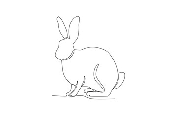 Fototapeta na wymiar Side view of a cute rabbit. World animal day one-line drawing