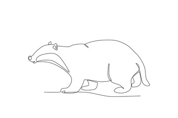 A sun bear foraging. World animal day one-line drawing