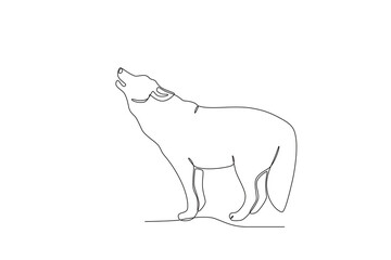 A wolf roars at night. World animal day one-line drawing