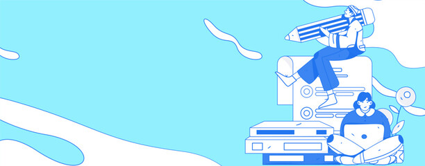 Education learning people flat vector concept hand drawn illustration
