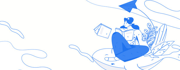 Education learning people flat vector concept hand drawn illustration
