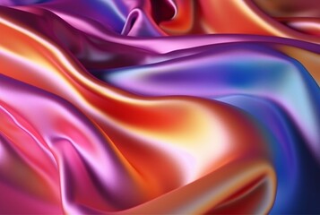 Obraz premium abstract background with 3d wave bright gold and purple gradient silk fabric. generative ai