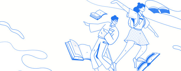 Education learning people flat vector concept hand drawn illustration
