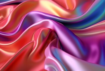 Obraz premium abstract background with 3d wave bright gold and purple gradient silk fabric. generative ai
