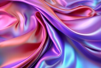 Obraz premium abstract background with 3d wave bright gold and purple gradient silk fabric. generative ai