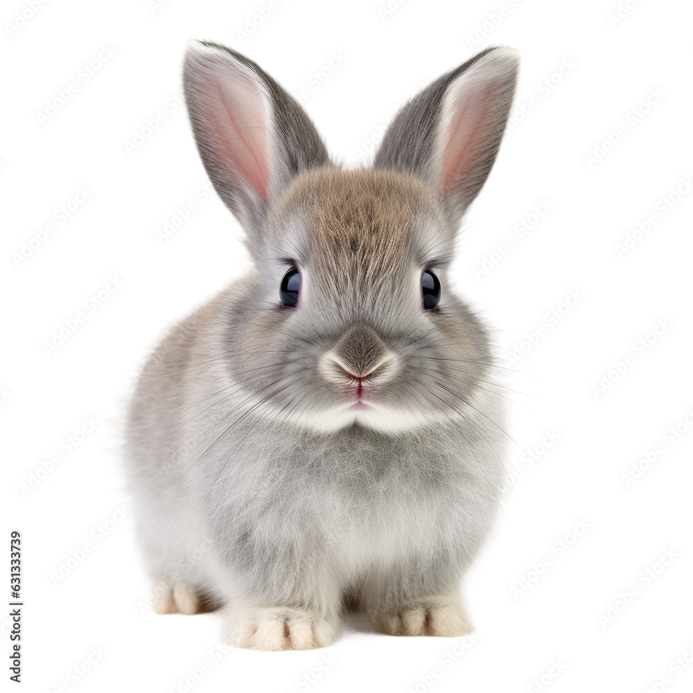 Wall mural adorable baby bunny with lovely lashes and gray white fur. - Wall murals