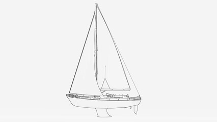 sailing boat line art. sailing boat line drawing. sailing boat outline