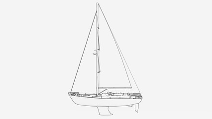 sailing boat outline. sailing boat line art. sailing boat line drawing