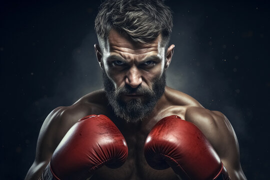 serious and concentrated martial fighter with fight gloves pray for victory  while kneeling down Stock Photo - Alamy