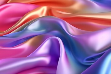 Fototapeta na wymiar abstract background with 3d wave bright gold and purple gradient silk fabric. generative ai