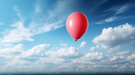 A red balloon in the blue sky. Generative AI. 