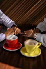 couple having breakfast in cafe