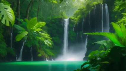 Foto op Plexiglas Groen waterfall in the forest