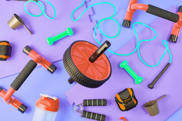 Home Fitness Gear on a Puzzle Mat
