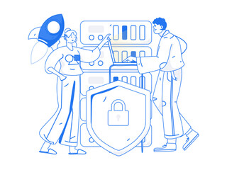 Business People Flat Vector Concept Operation Hand Drawn Illustration
