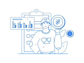 Business People Flat Vector Concept Operation Hand Drawn Illustration
