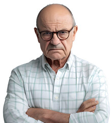 Grumpy old man frowning. Generative AI.