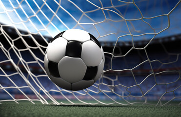 Naklejka premium soccer ball in goal net