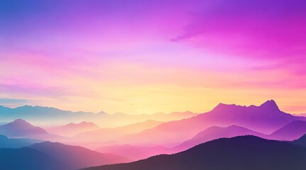 Naklejka na ściany i meble Autumn Sunrise Over Mountains: Abstract Colorful Peaceful Sky Background. Generative AI.
