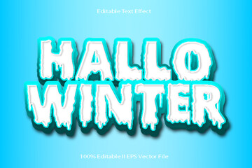 Hallo Winter Editable Text Effect 3d Emboss Cartoon Gradient Style