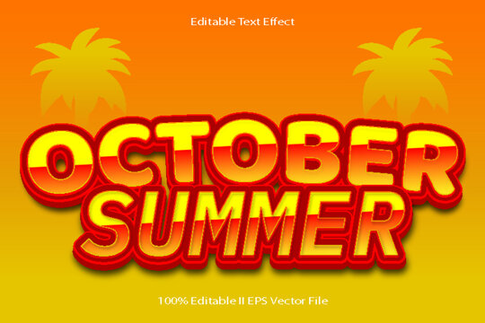 October Summer Editable Text Effect 3d Emboss Cartoon Gradient Style