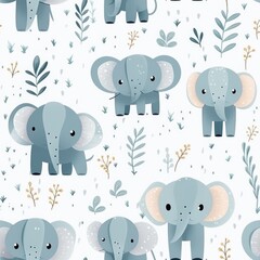 Obraz na płótnie Canvas nursery decor elephant pattern illustrated simple texture seamless tile