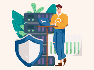 Business People Flat Vector Concept Operation Hand Drawn Illustration
