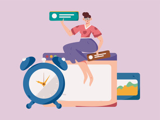 Business People Flat Vector Concept Operation Hand Drawn Illustration
