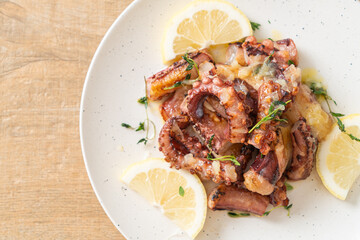 grilled octopus or squid with butter lemon sauce