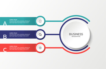 Vector circular diagram infographic business elements with 3 steps