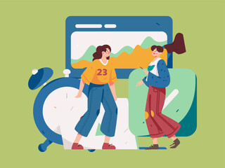 Business People Flat Vector Concept Operation Hand Drawn Illustration
