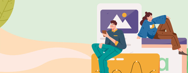 Business People Flat Vector Concept Operation Hand Drawn Illustration
