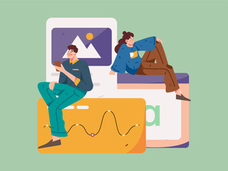 Business People Flat Vector Concept Operation Hand Drawn Illustration
