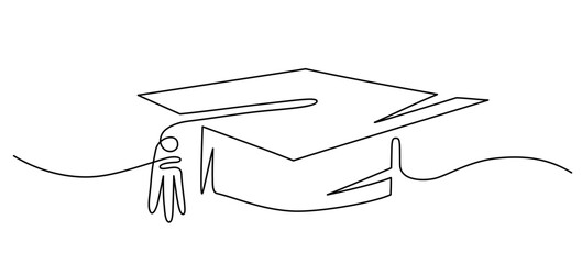 graduation cap line art