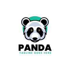 Vector Logo Illustration Panda Simple Mascot Style.
