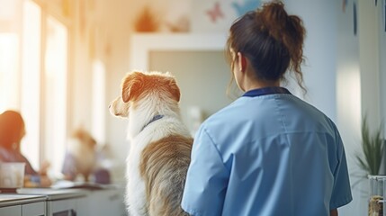 veterinarian examining a pet in a clinic generative ai