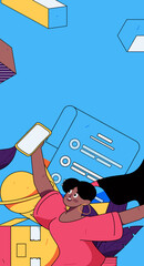 Fototapeta premium Business People Flat Vector Concept Operation Hand Drawn Illustration 