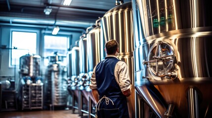 brewer checking the quality of beer in a brewery generative ai