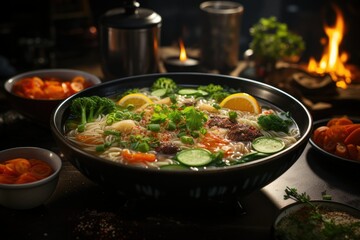 Steaming Hot Bowl of Traditional Ramen Noodles