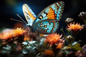 Close-Up of Butterfly Resting on Flower
