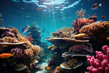 Beautiful Coral Reef Teeming with Marine Life