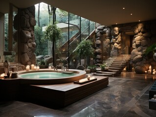 Serene Spa Interior with Water Features