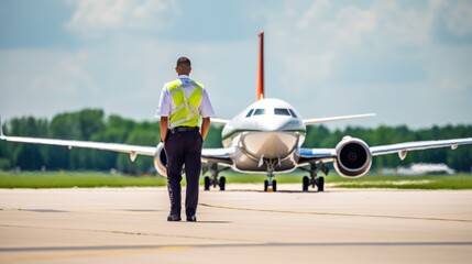 seasoned pilot checking an aircraft before takeoff, generative ai