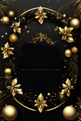 christmas flyer with a mesmerizing blend of black and gold tones